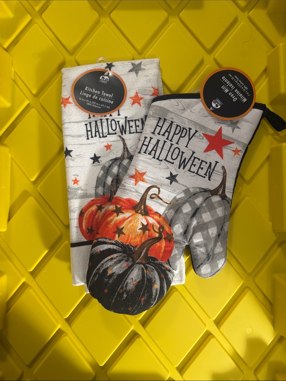 Halloween Cotton Oven Mitts - Orange, Gray, Black - (Brand) - Picture 3 of 5